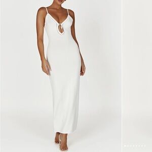 Meshki Maia Pointelle Knit Maxi Dress- White